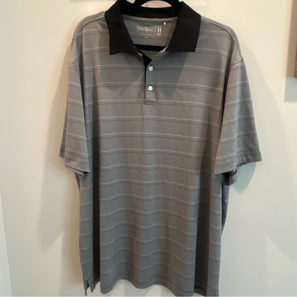 Walter Hagen 11 Majors Black & Gray Striped Golf Polo Collared size XXL